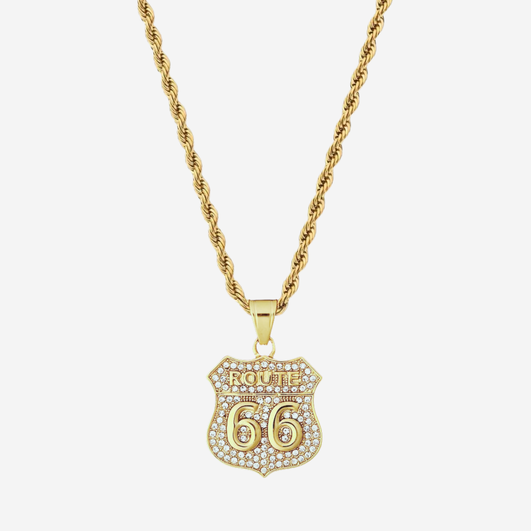 ROUTE 66 ICED PENDANT (GOLD) 