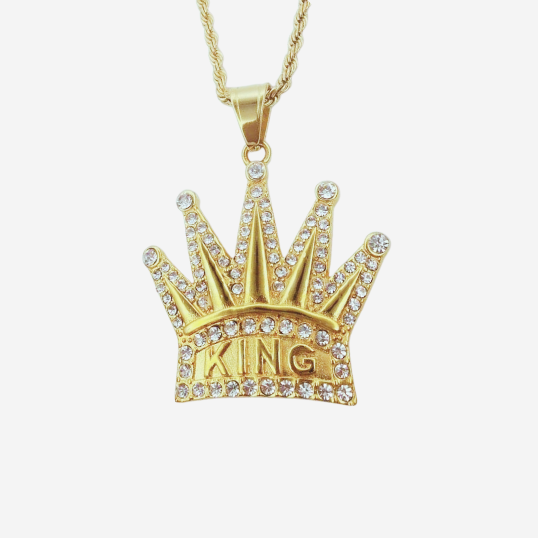 KING CROWN ICED PENDANT (GOLD