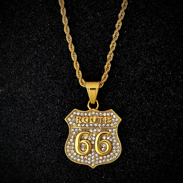 ROUTE 66 ICED PENDANT (GOLD) - AAPEX WATCHES
